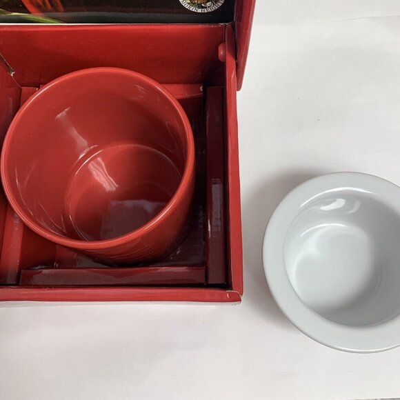 Gourmet Du Village Bistro Collection Dip Chiller Cranberry Red Porcelain - Picture 4 of 6